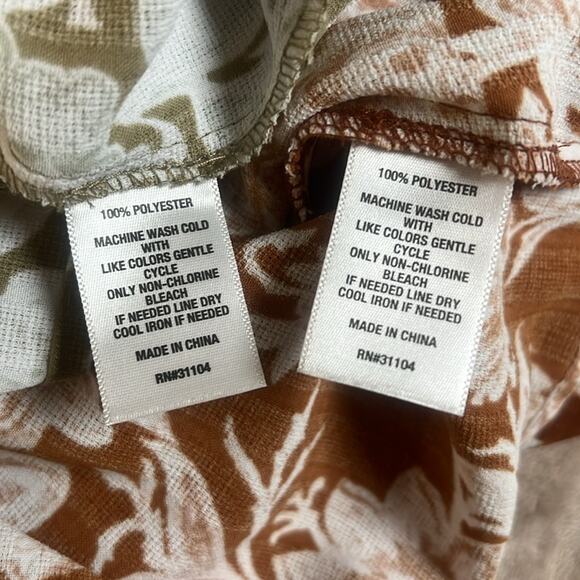 2 Wonderly Button Up Blouses Floral Green White Rust Ruffles Women's Size XXL - Picture 5 of 6